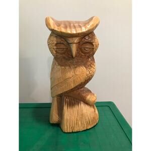 Bahamas Vintage Hand Carved Owl Statue
